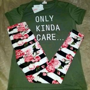 Lularoe Liv Tee And HTF Floral Os Leggings New